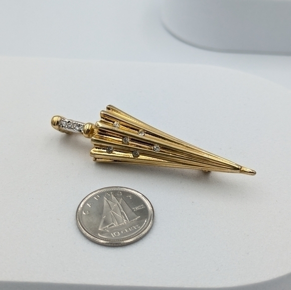Vintage signed Keyes umbrella brooch pin - Picture 3 of 4